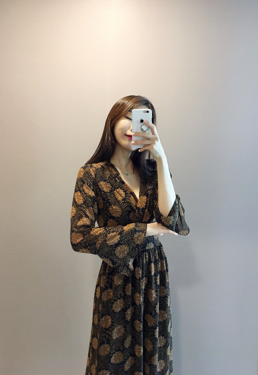 Goddess flower chiffon long dress autumn visitor w