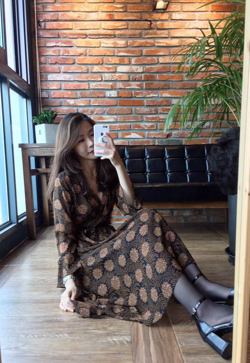 Goddess flower chiffon long dress autumn visitor w
