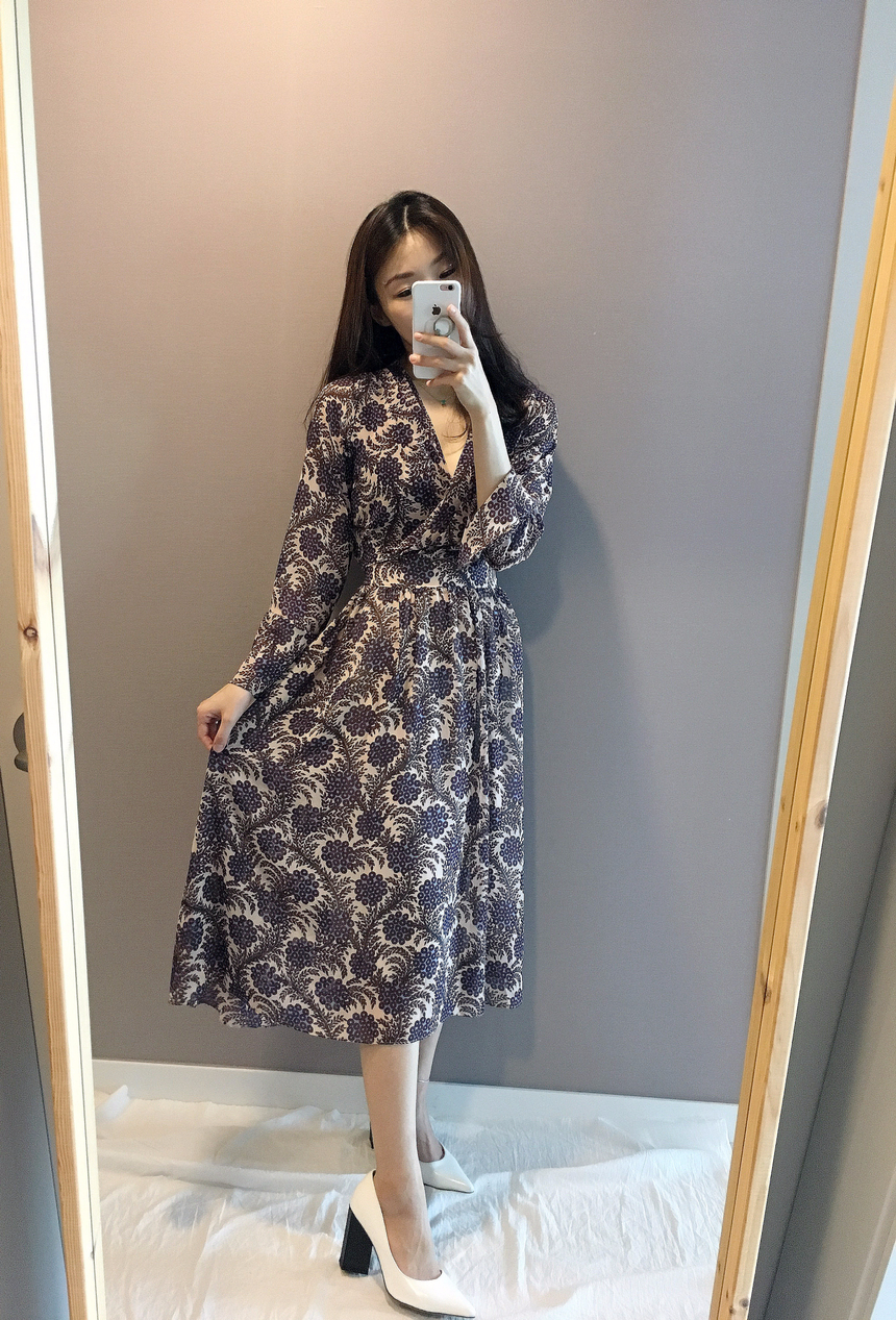 Goddess flower chiffon long dress autumn visitor w