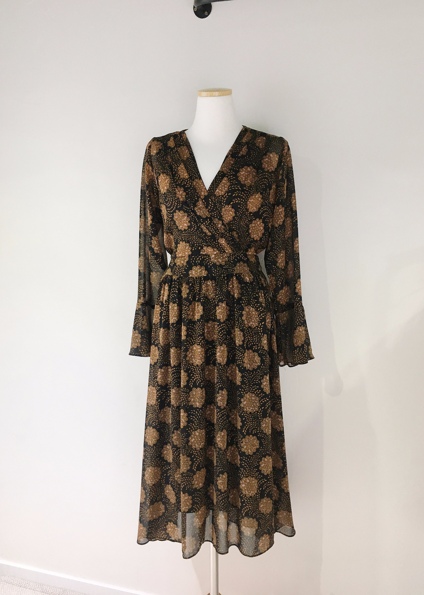 Goddess flower chiffon long dress autumn visitor w