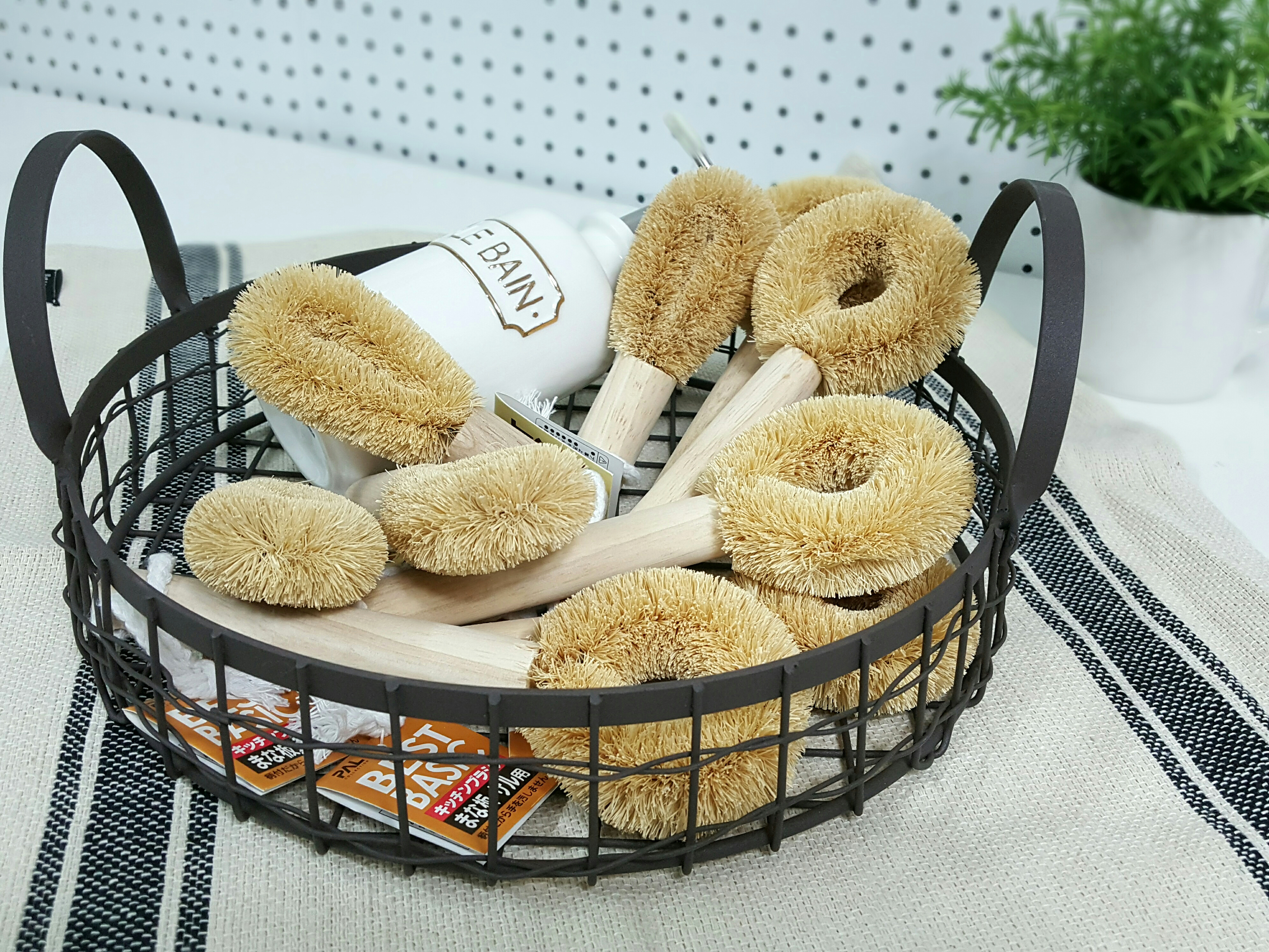 Scrubber Dish Washing japan Natural Palmwood Brush