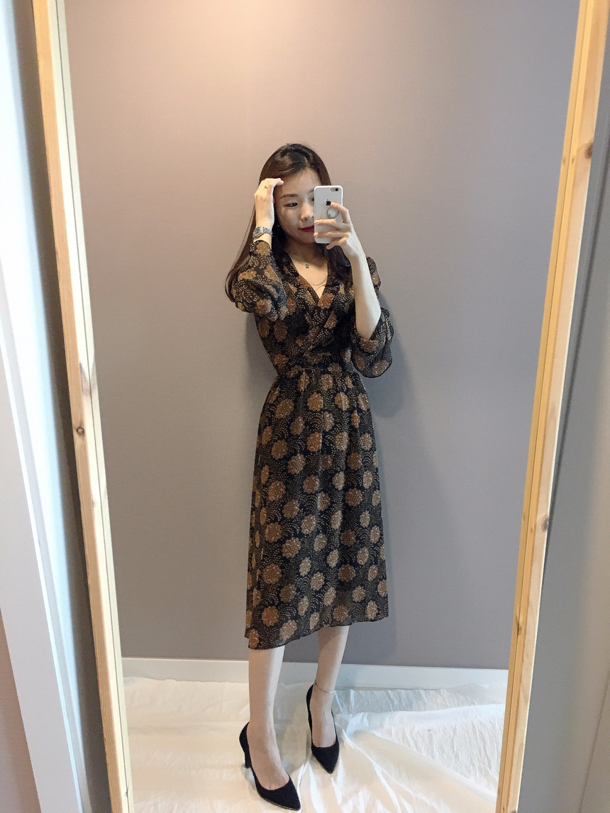 Goddess flower chiffon long dress autumn visitor w