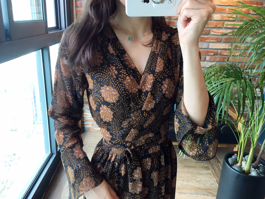 Goddess flower chiffon long dress autumn visitor w