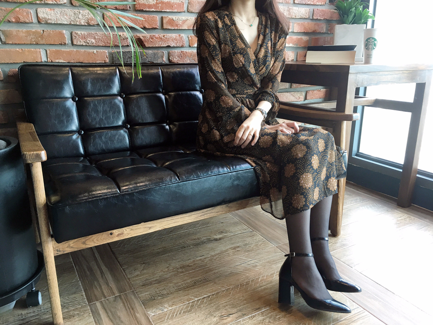 Goddess flower chiffon long dress autumn visitor w