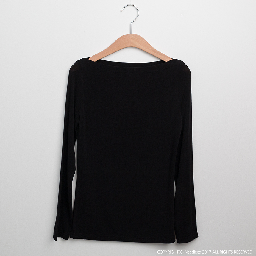 Basic Lips Neck Long Sleeves Polo 5 Color Boat Nec