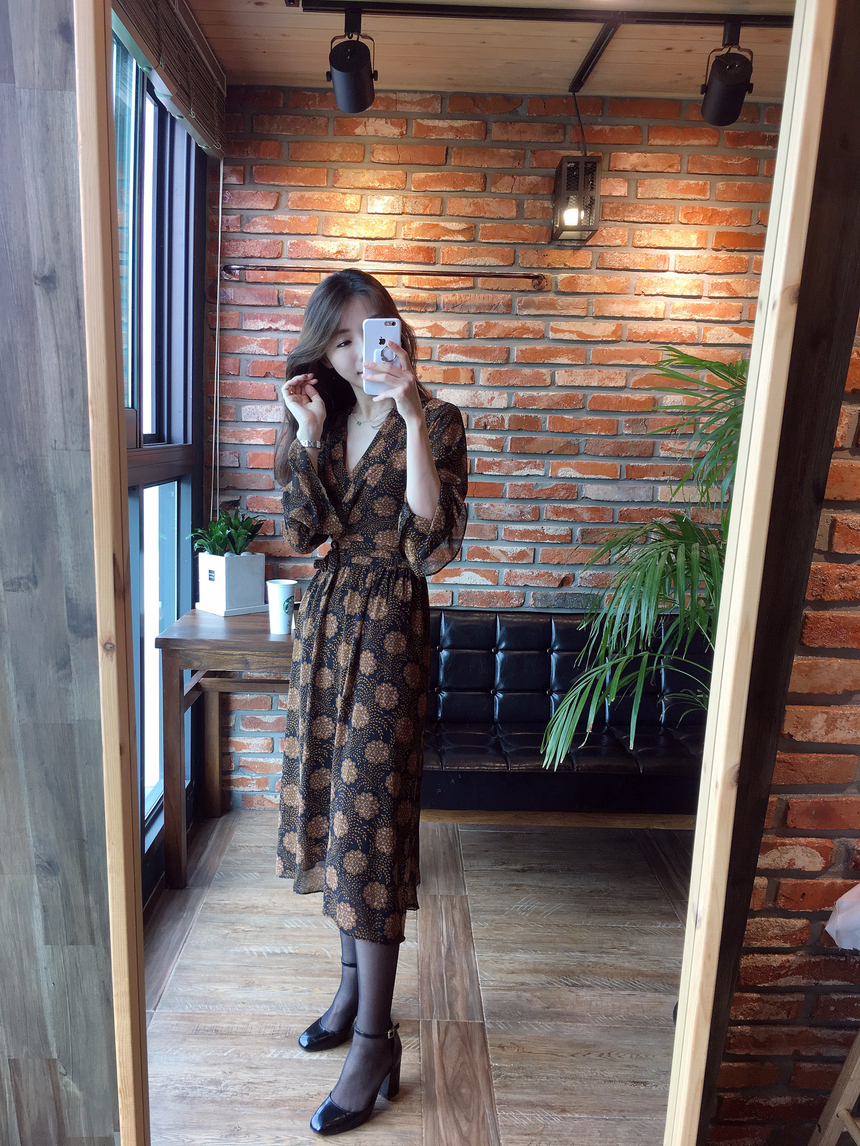 Goddess flower chiffon long dress autumn visitor w