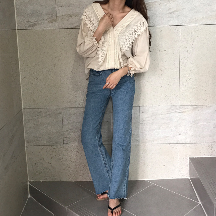 Women Jeans Pants Denim Wide Boots Cut Pants Jeans