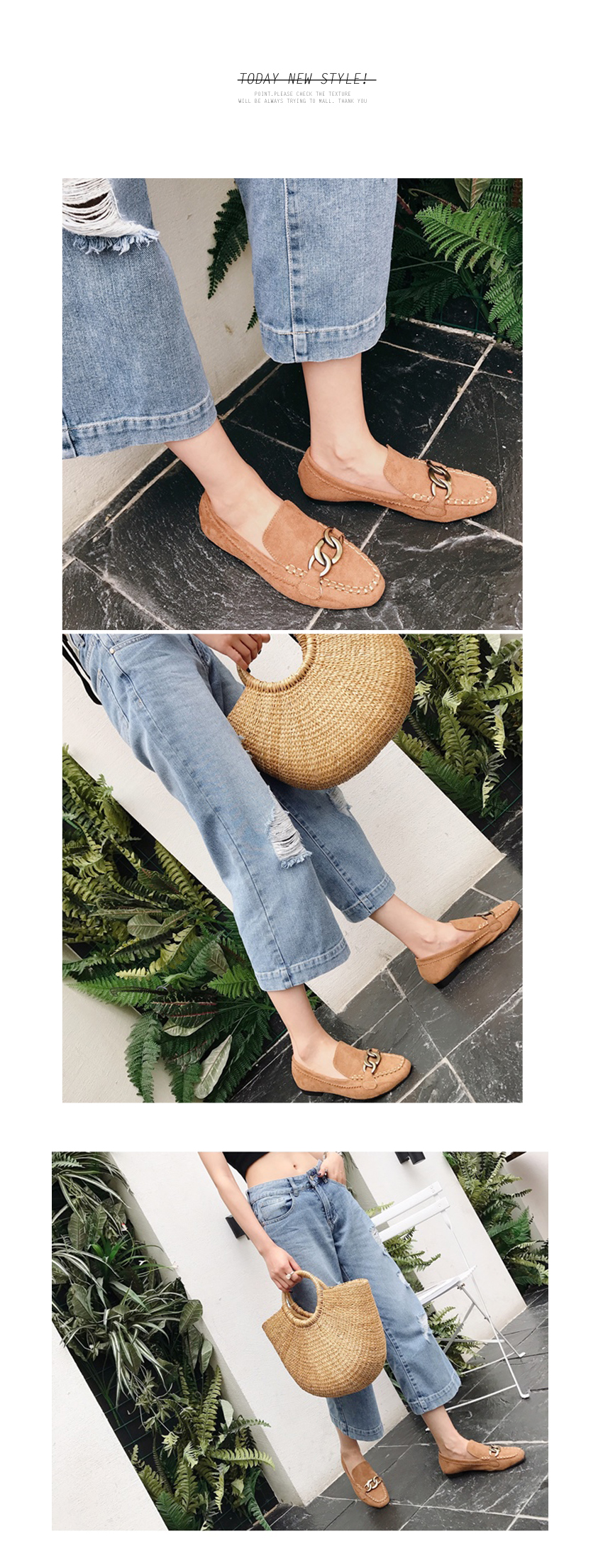 New Vintage Gold Chain Suede Lofer 3color Women