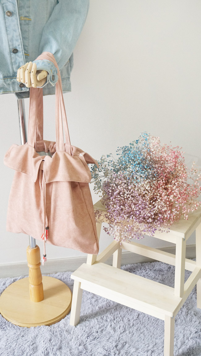 Practical suede eco bag pink embroidered bag shoul