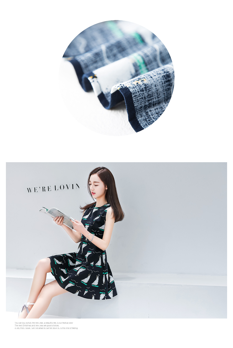 New Women Dress Sleeveless Flower Pattern Dress Dr