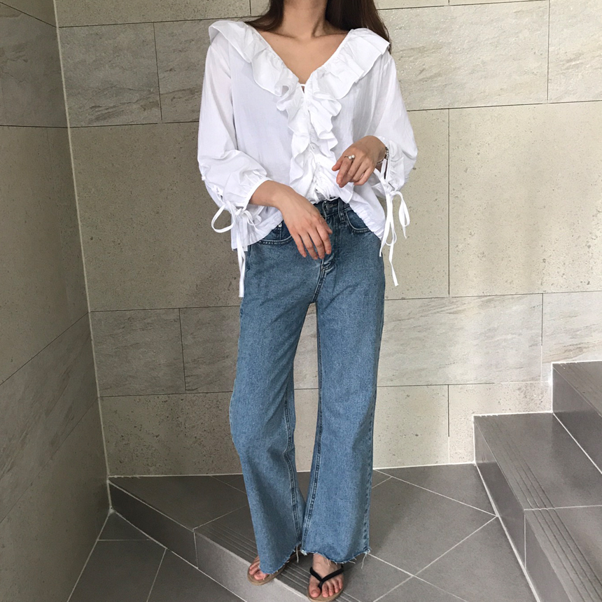 Women Jeans Pants Denim Wide Boots Cut Pants Jeans