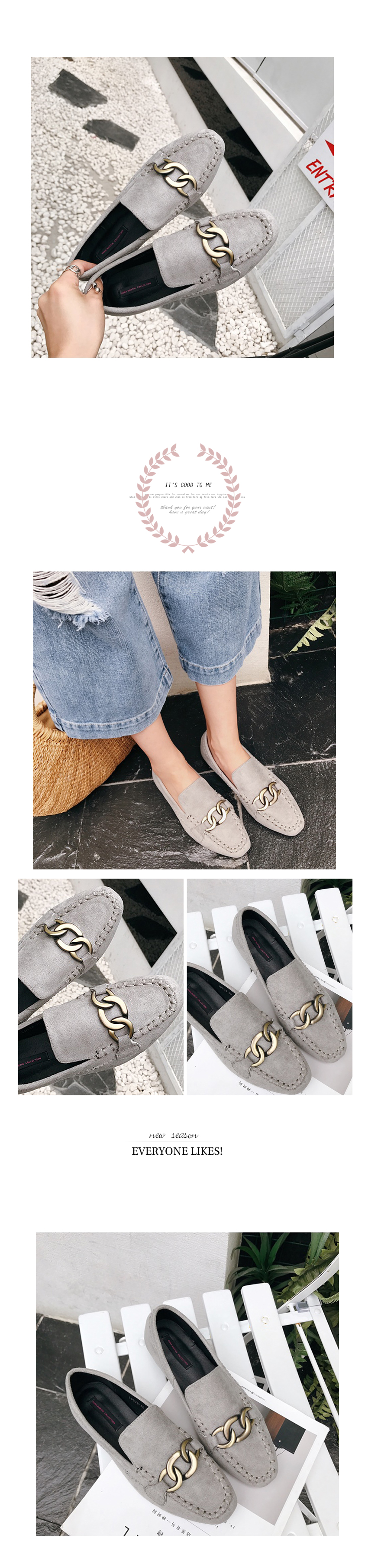 New Vintage Gold Chain Suede Lofer 3color Women