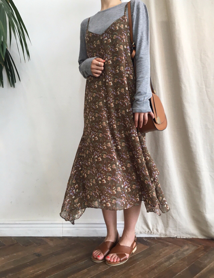 Feminine look flower bustier autumn dress strap st