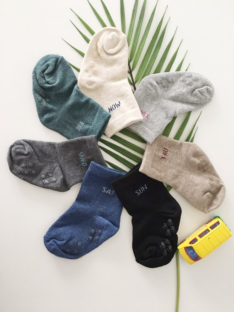 7-piece set of socks ankle childhood baby boy baby girl character child care 7Days