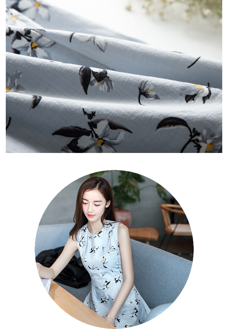 New Women Dress Sleeveless Flower Pattern Dress Dr