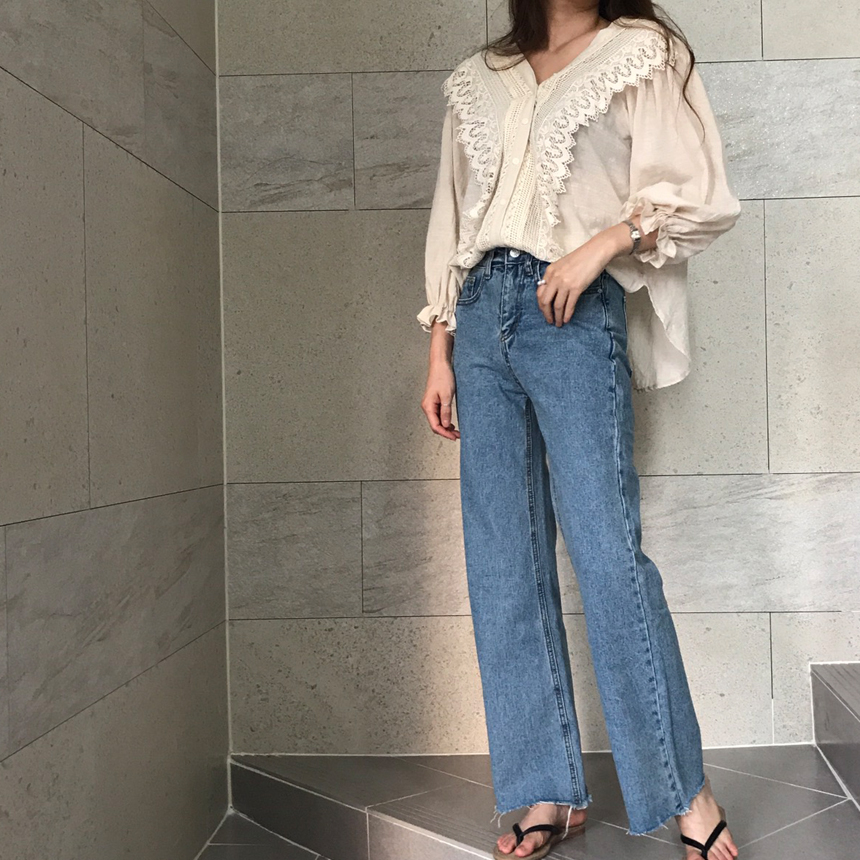 Women Jeans Pants Denim Wide Boots Cut Pants Jeans