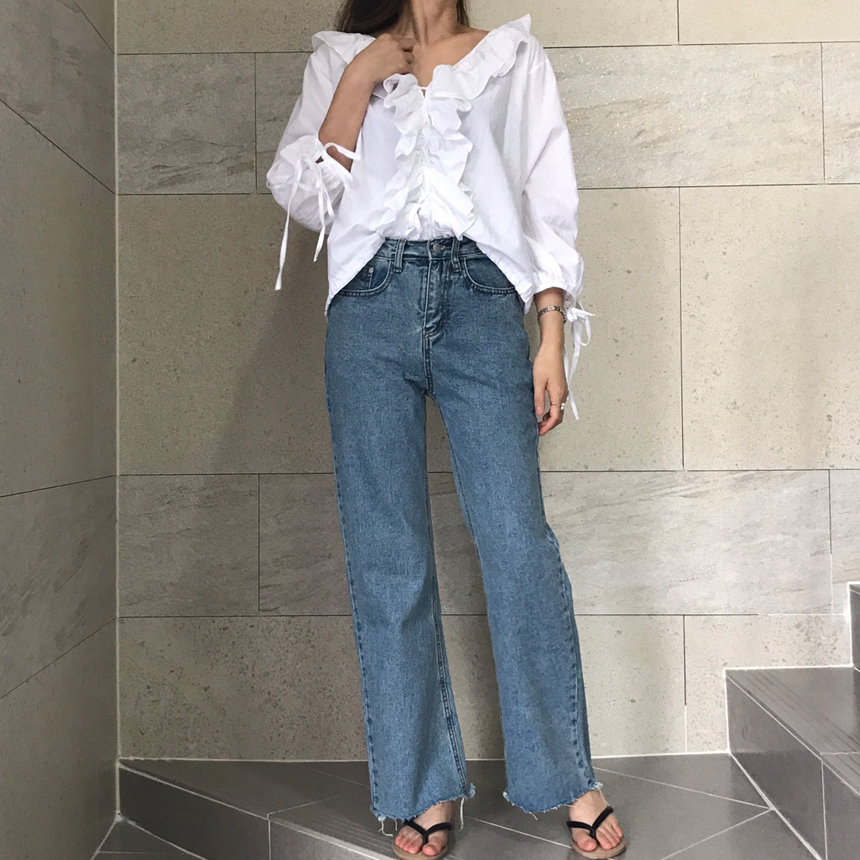 Women Jeans Pants Denim Wide Boots Cut Pants Jeans