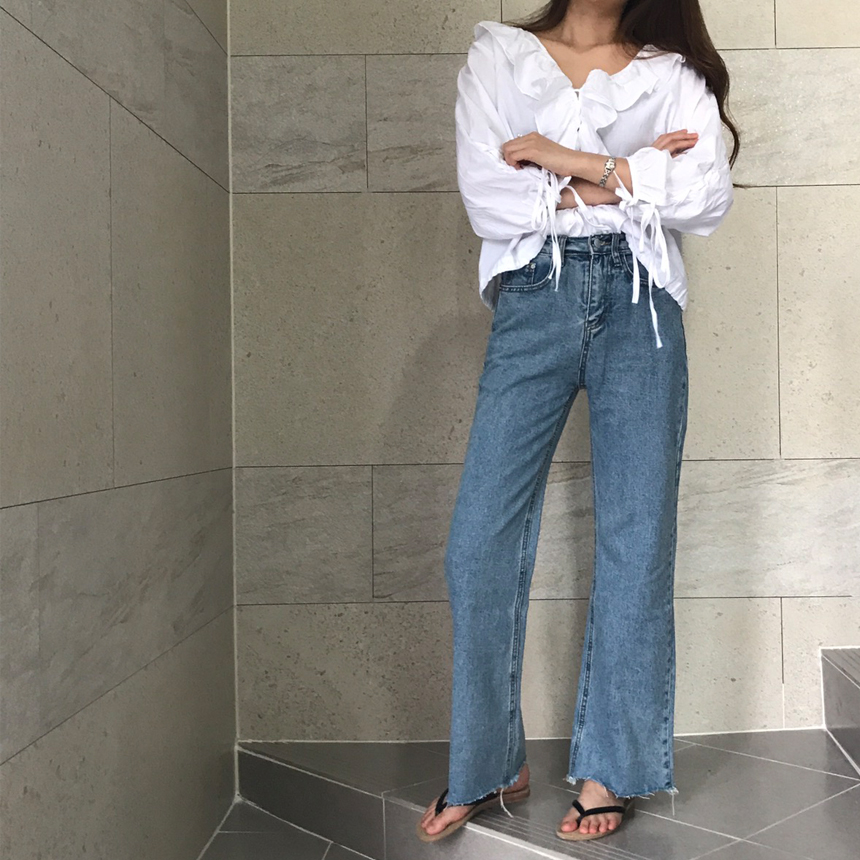 Women Jeans Pants Denim Wide Boots Cut Pants Jeans