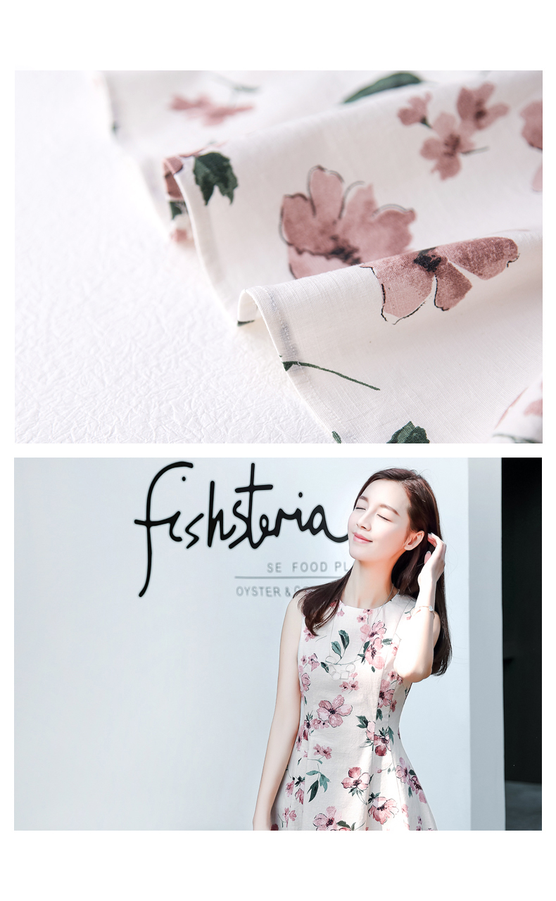 New Women Dress Sleeveless Flower Pattern Dress Dr