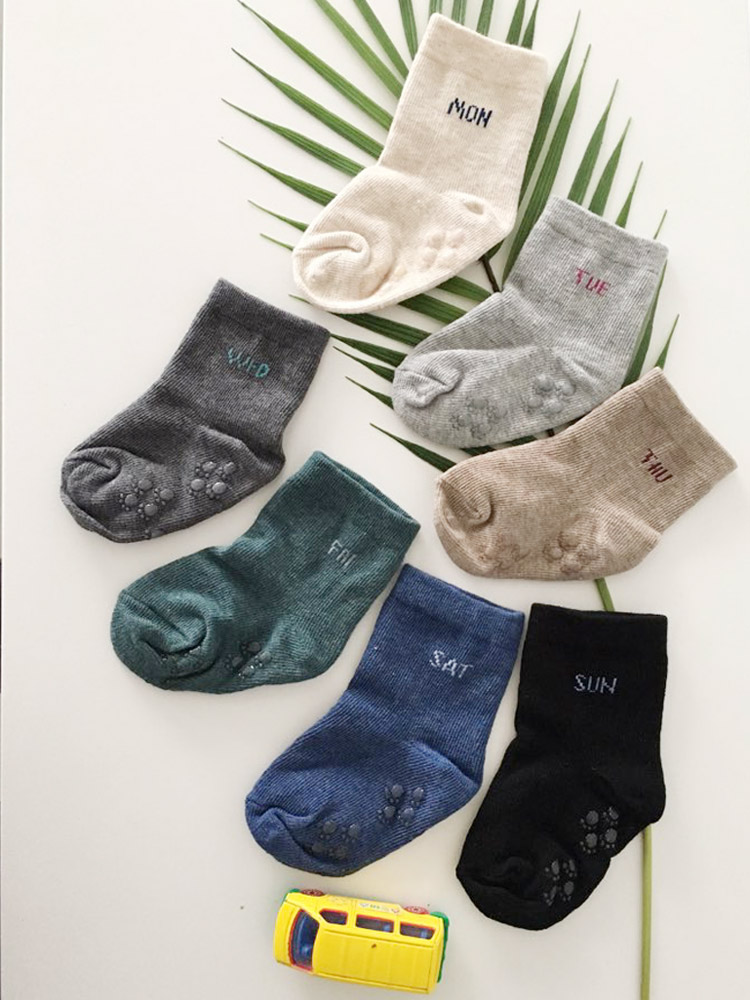 7-piece set of socks ankle childhood baby boy baby girl character child care 7Days