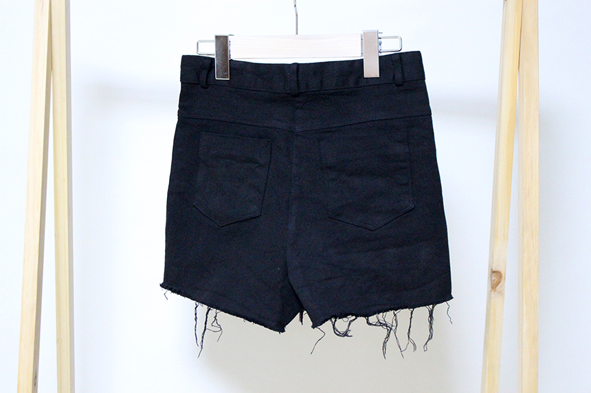 Women Jeans Pants A Line Black shorts Black denim 