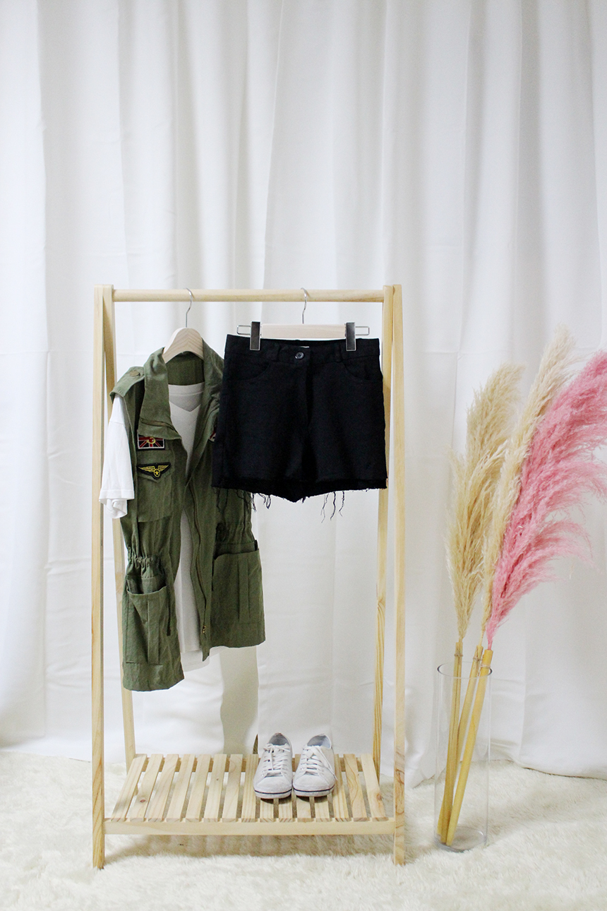 Women Jeans Pants A Line Black shorts Black denim 