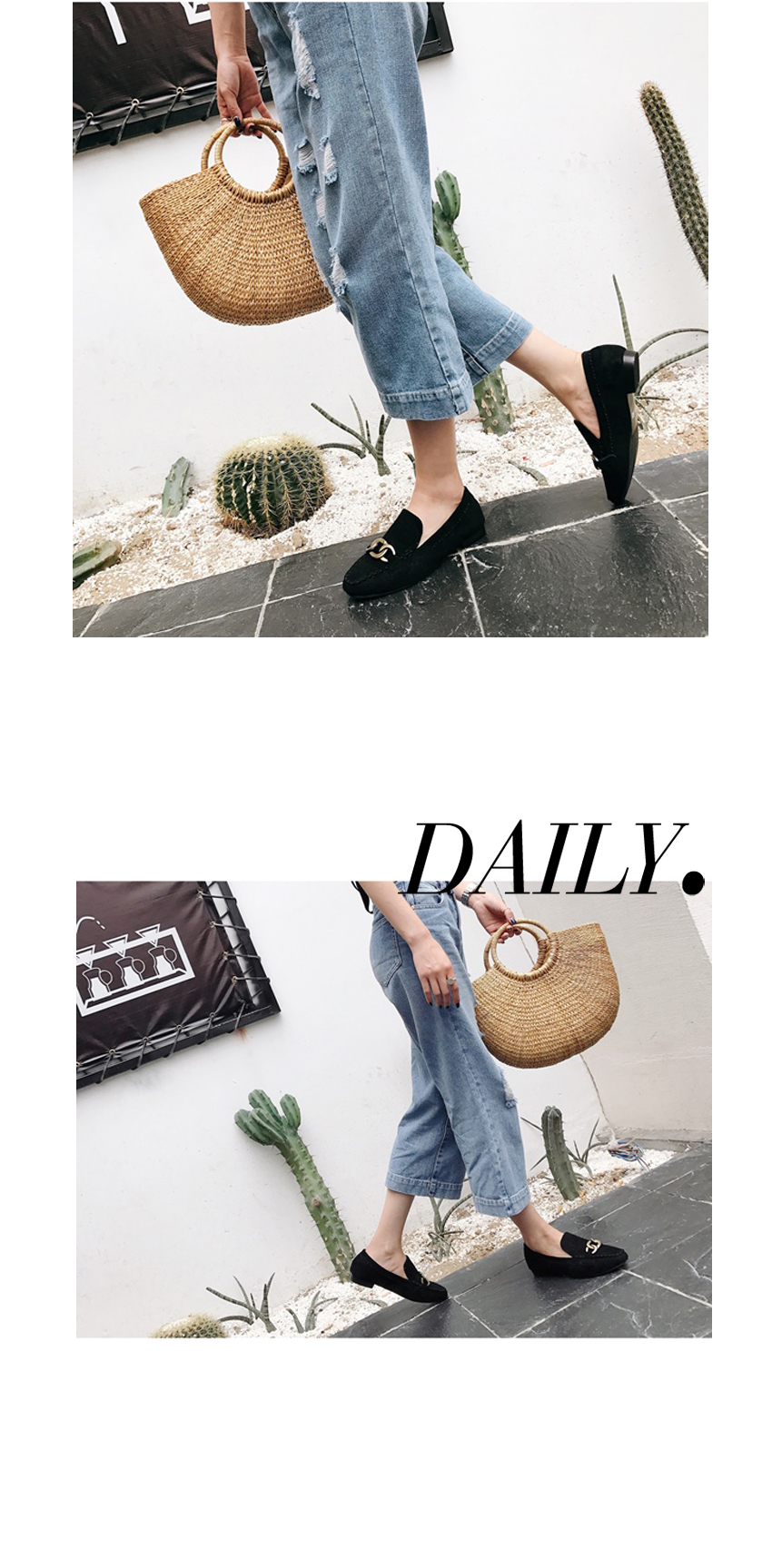 New Vintage Gold Chain Suede Lofer 3color Women