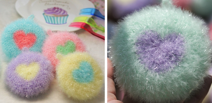 Scrubber Dish Washing Baby Heart Breadcrumbs Set 5