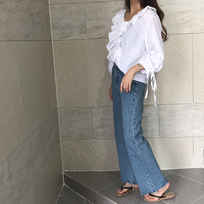 Women Jeans Pants Denim Wide Boots Cut Pants Jeans