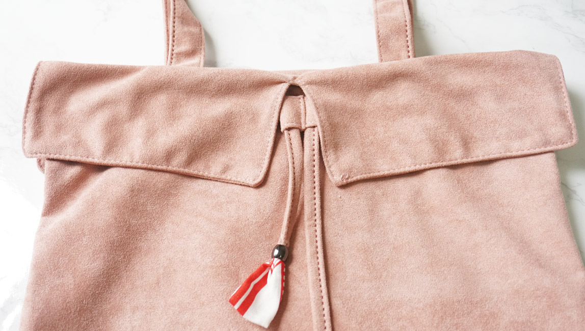 Practical suede eco bag pink embroidered bag shoul