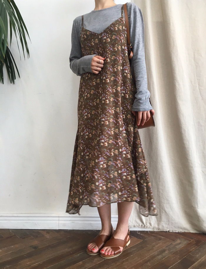 Feminine look flower bustier autumn dress strap st