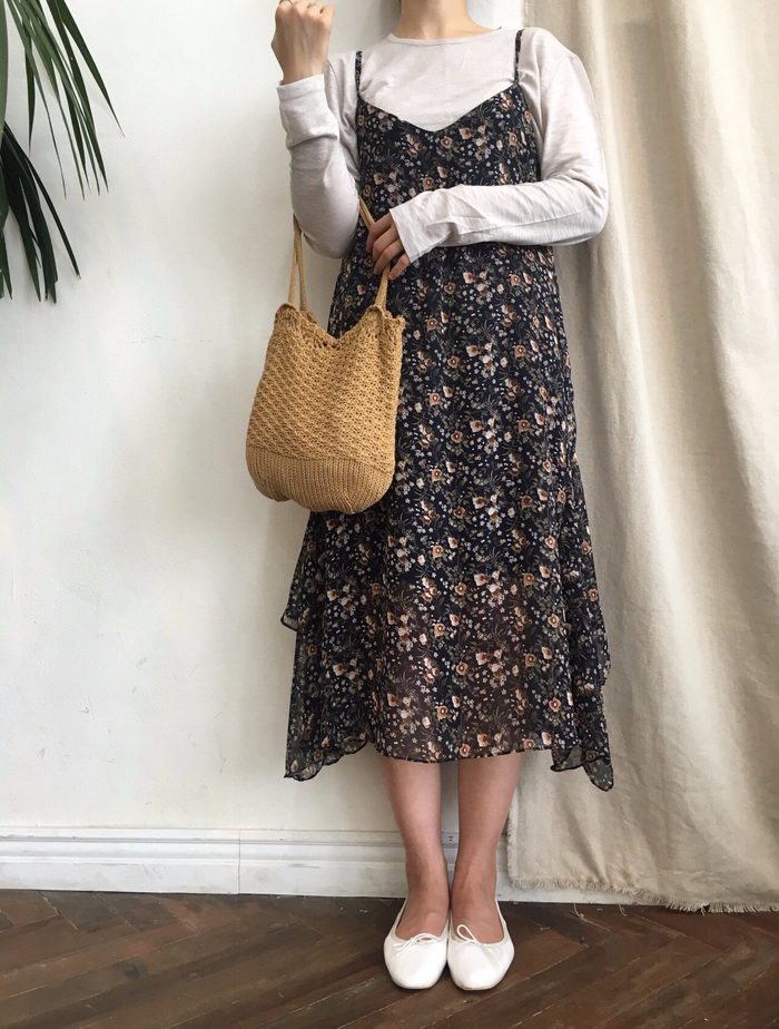 Feminine look flower bustier autumn dress strap st