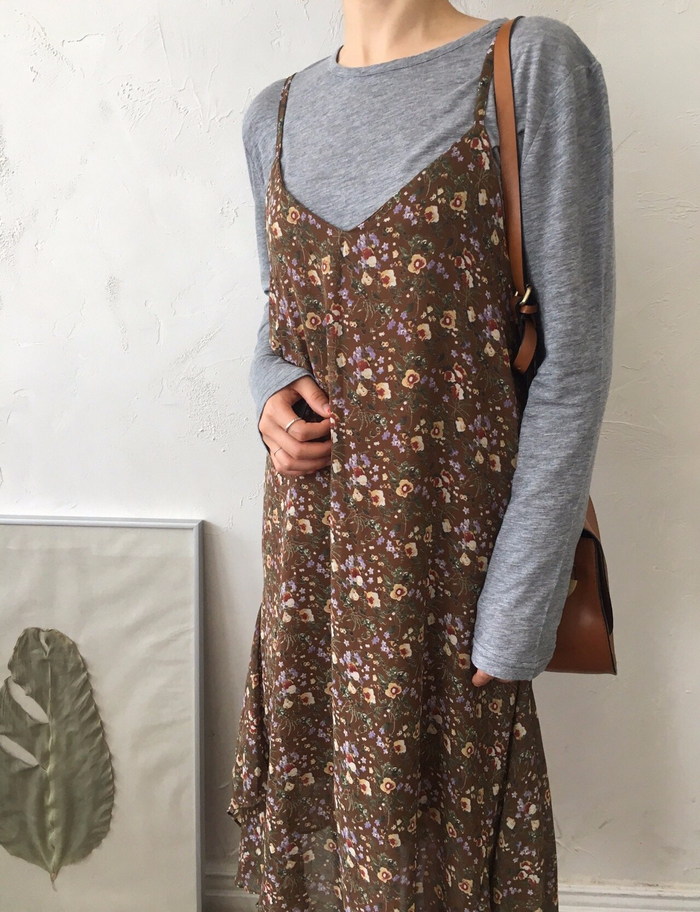 Feminine look flower bustier autumn dress strap st