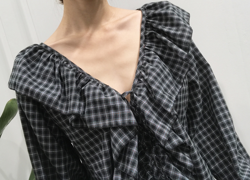 NEW FASHION LADY GIRL Blouse Check Eyelet String R