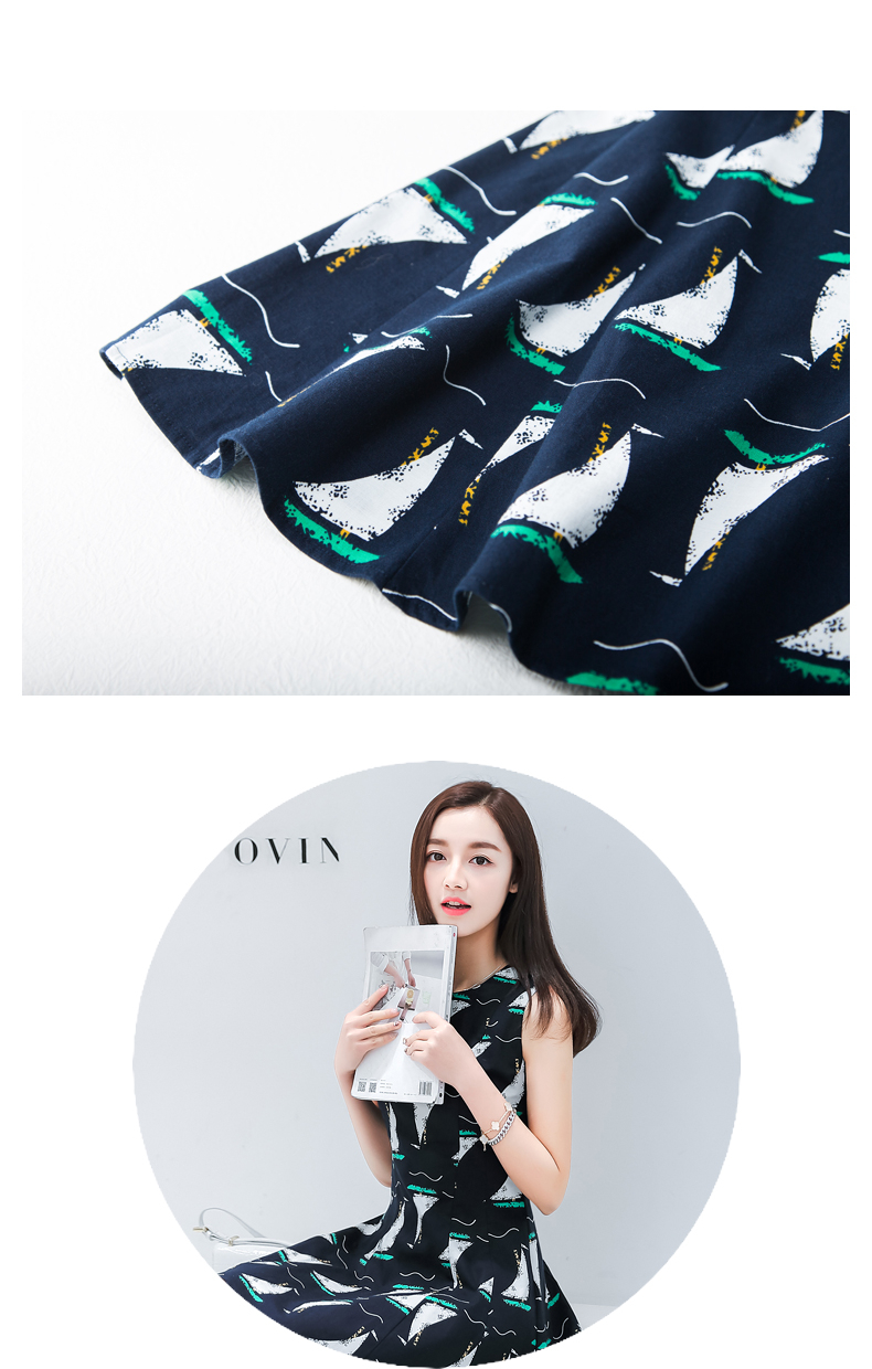 New Women Dress Sleeveless Flower Pattern Dress Dr