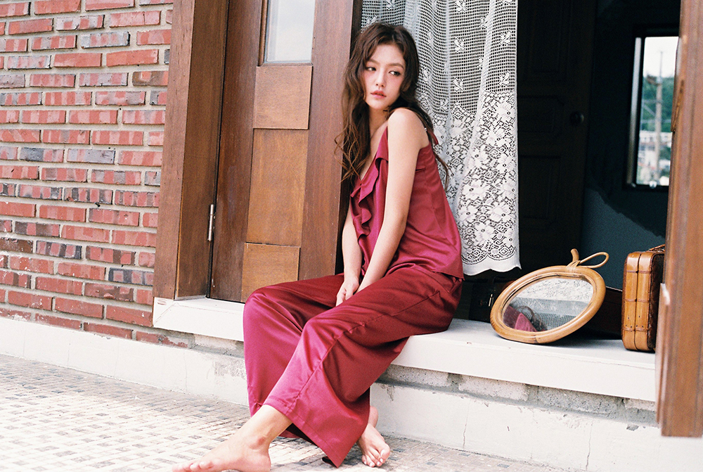 New SET Women's pajamas Rose wine home wear set