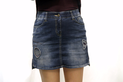 Denim Skirt Inner Bending Span Waffle Decor Sewing