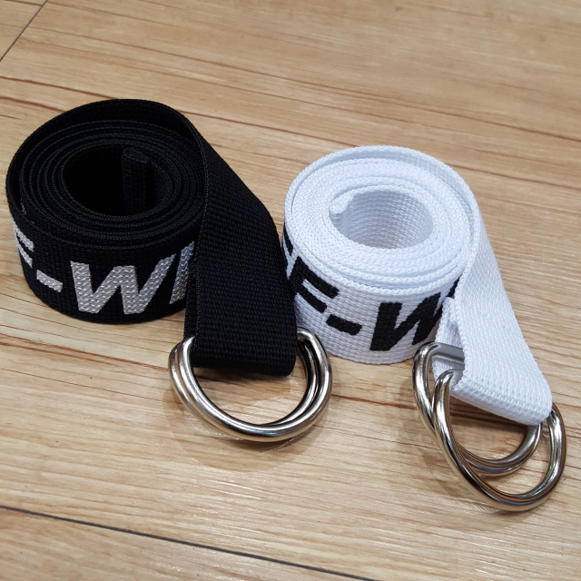 NEW MEN FASHION BELT OFF-WHITE Lettering Cotton Be