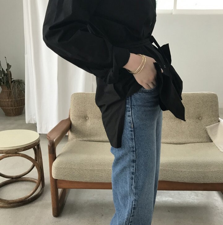 Women Jeans Pants Hem Cut Jeans Straight Jeans Den