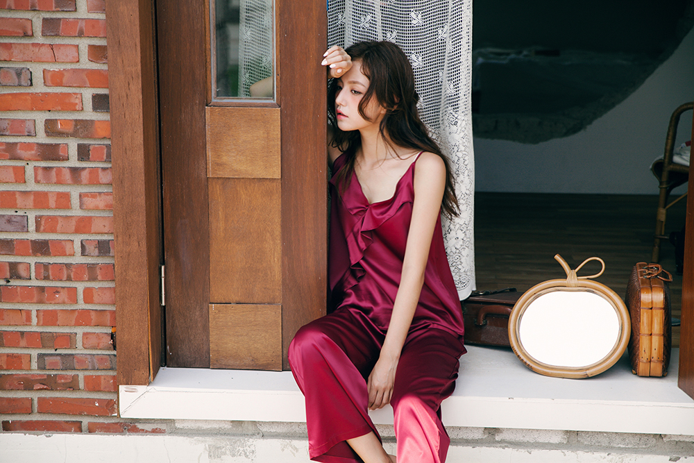 New SET Women's pajamas Rose wine home wear set