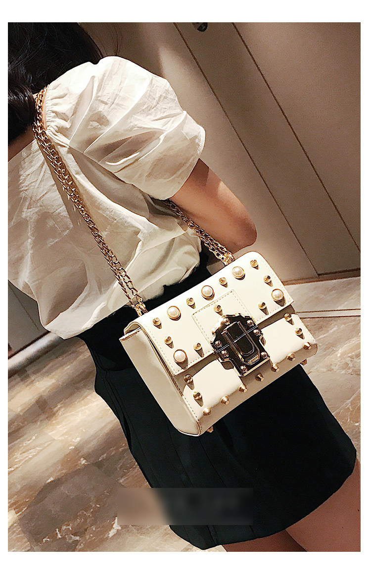 New Bead Square Chain Cross Mini Bag Women's Ba