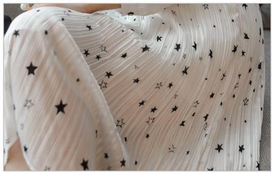 Simple, autumn star wrinkle chiffon dress