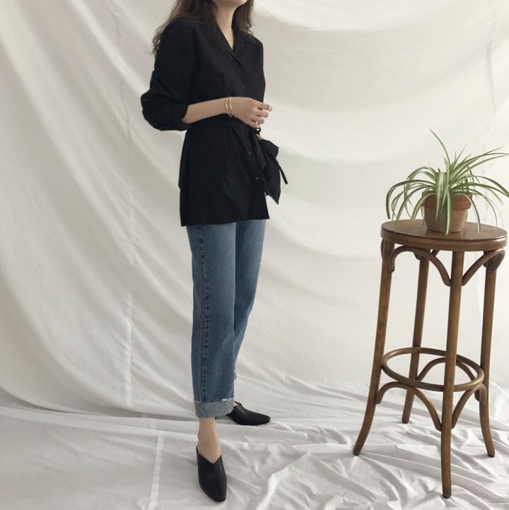 Women Jeans Pants Hem Cut Jeans Straight Jeans Den