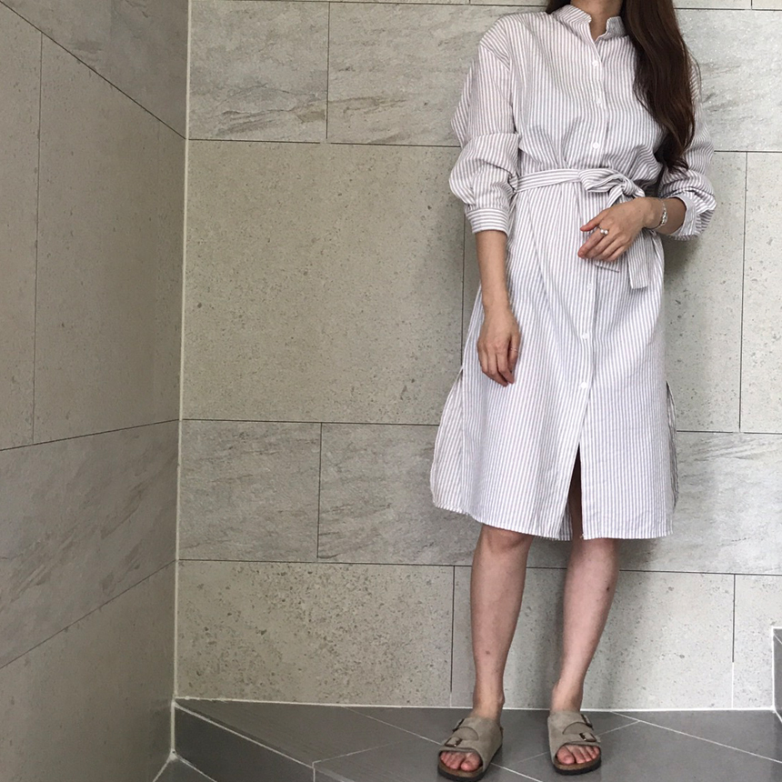 New Striped Long Shirt Dress Fall Chinese Long Sou