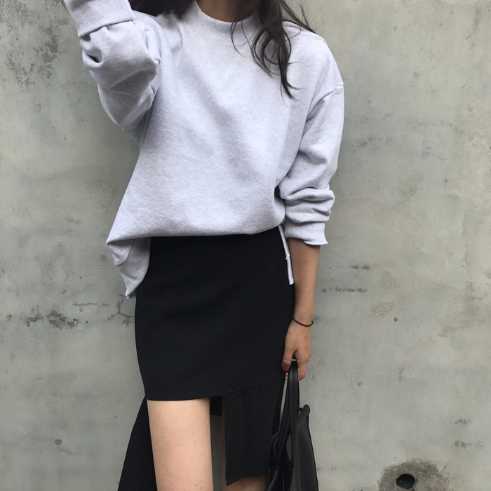 Loose Fit Man-to-man purple, gray Autumn T-shirt W