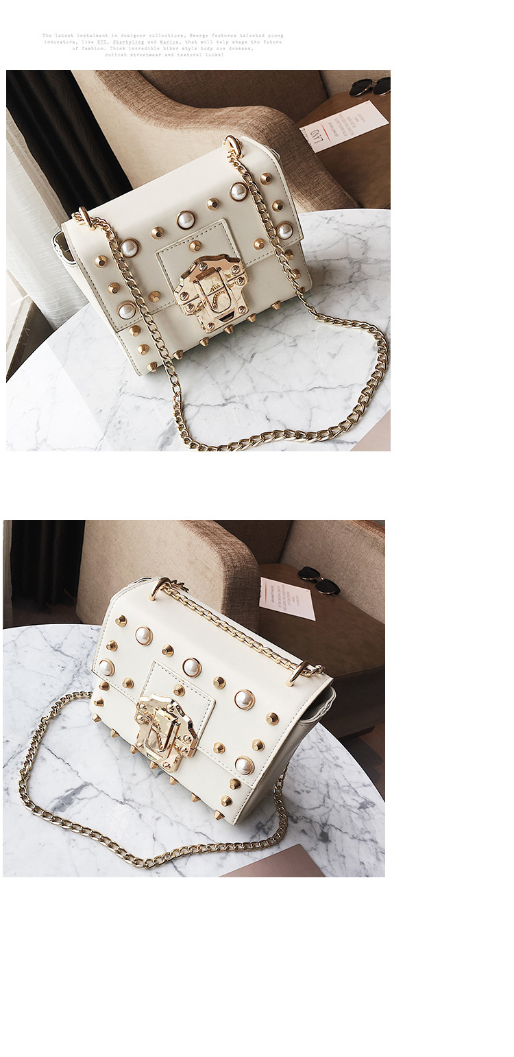 New Bead Square Chain Cross Mini Bag Women's Ba