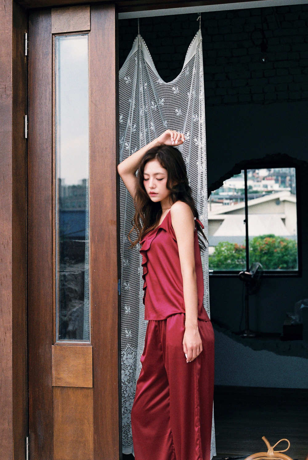 New SET Women's pajamas Rose wine home wear set