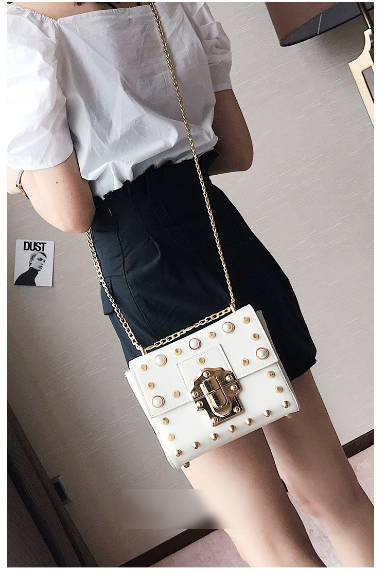 New Bead Square Chain Cross Mini Bag Women's Ba