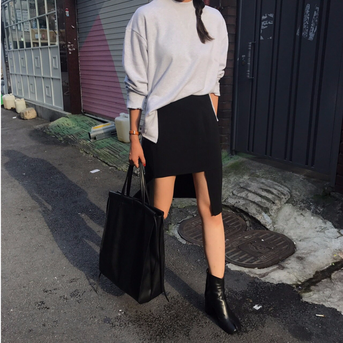 Loose Fit Man-to-man purple, gray Autumn T-shirt W