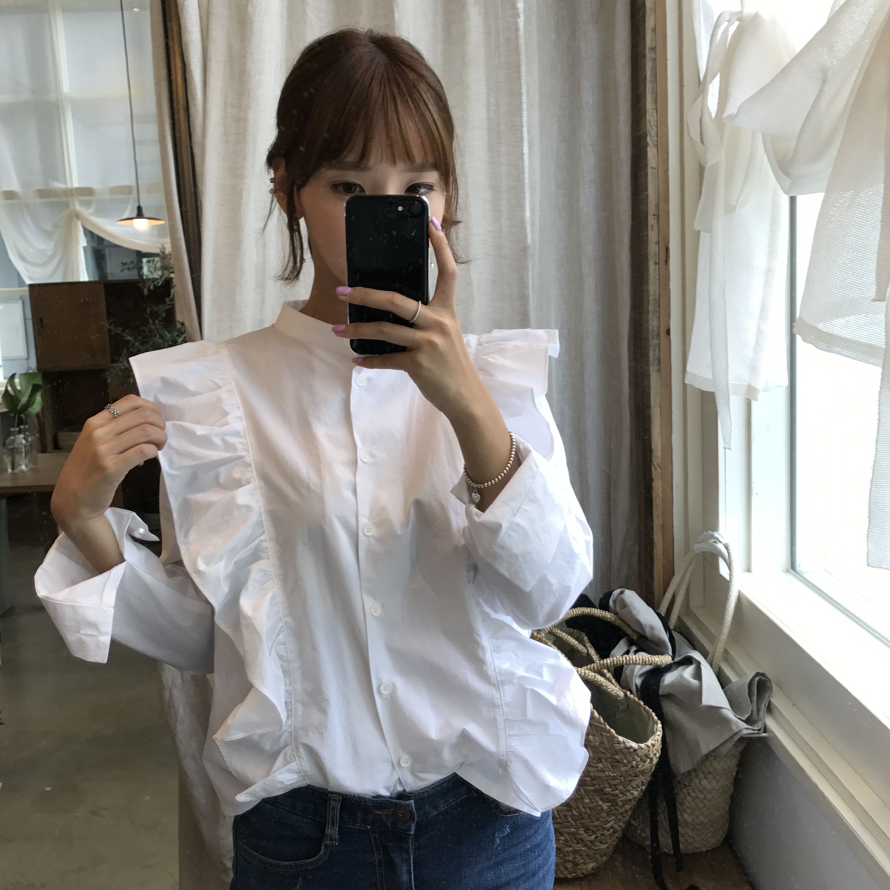 NEW FASHION LADY GIRL Blouse White frilly blouse